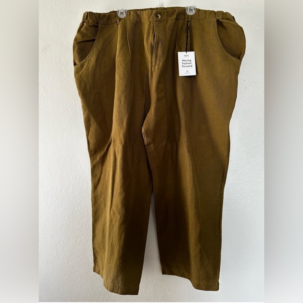 Able Charlie Olive Tapered Linen Blend Pant NWT - Picture 4 of 7